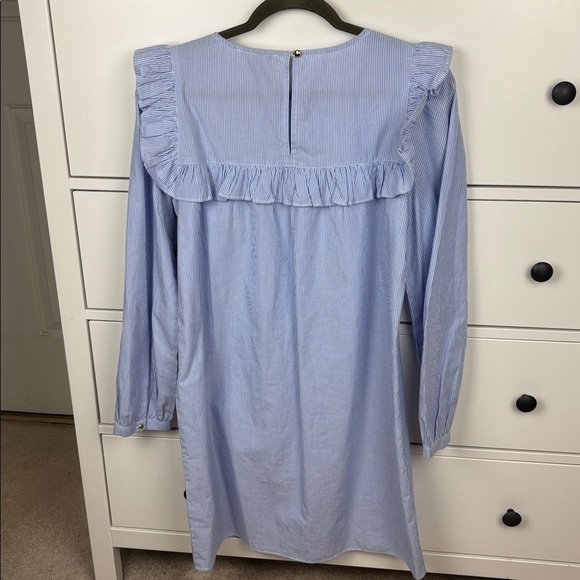 Sail to Sable Pinstripe White and Blue Ruffle Dress - S - Picture 9 of 10
